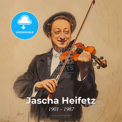 Jascha Heifetz, 1901 - 1987, Russian-American violinist - A Man Playing A Violin Print Template