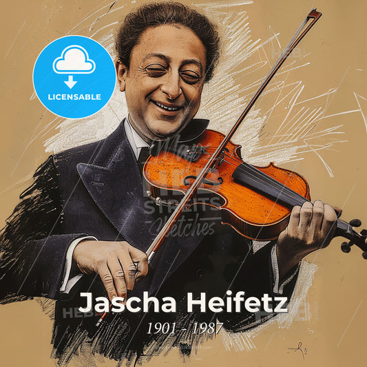 Jascha Heifetz, 1901 - 1987, Russian-American violinist - A Man Playing A Violin Print Template