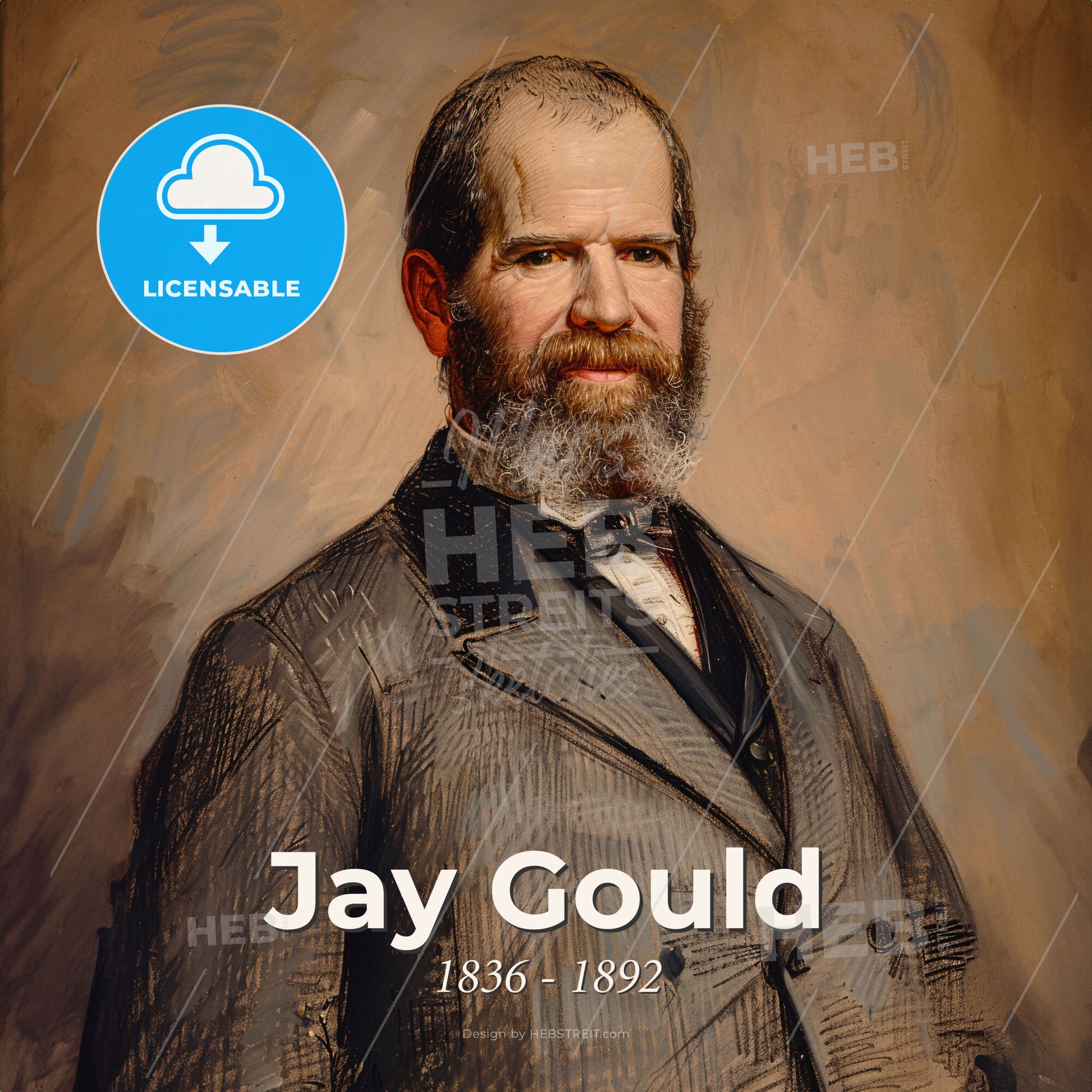 Jay Gould, 1836 - 1892, American financier - A Man With A Beard Print Template