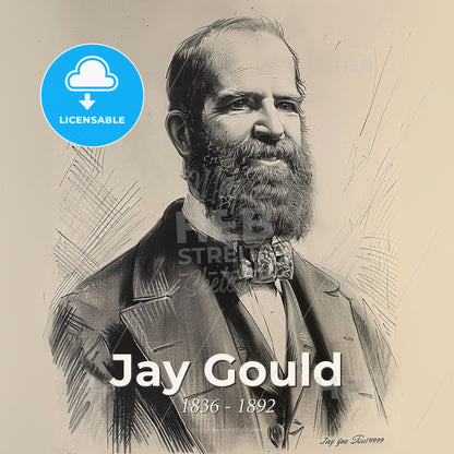 Jay Gould, 1836 - 1892, American financier - A Man With A Beard Print Template