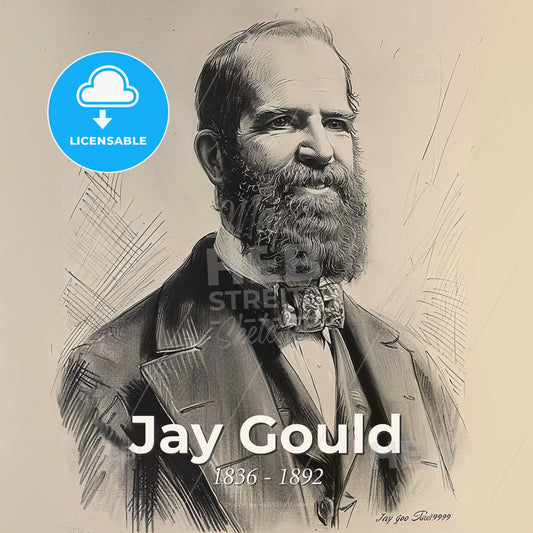 Jay Gould, 1836 - 1892, American financier - A Man With A Beard Print Template