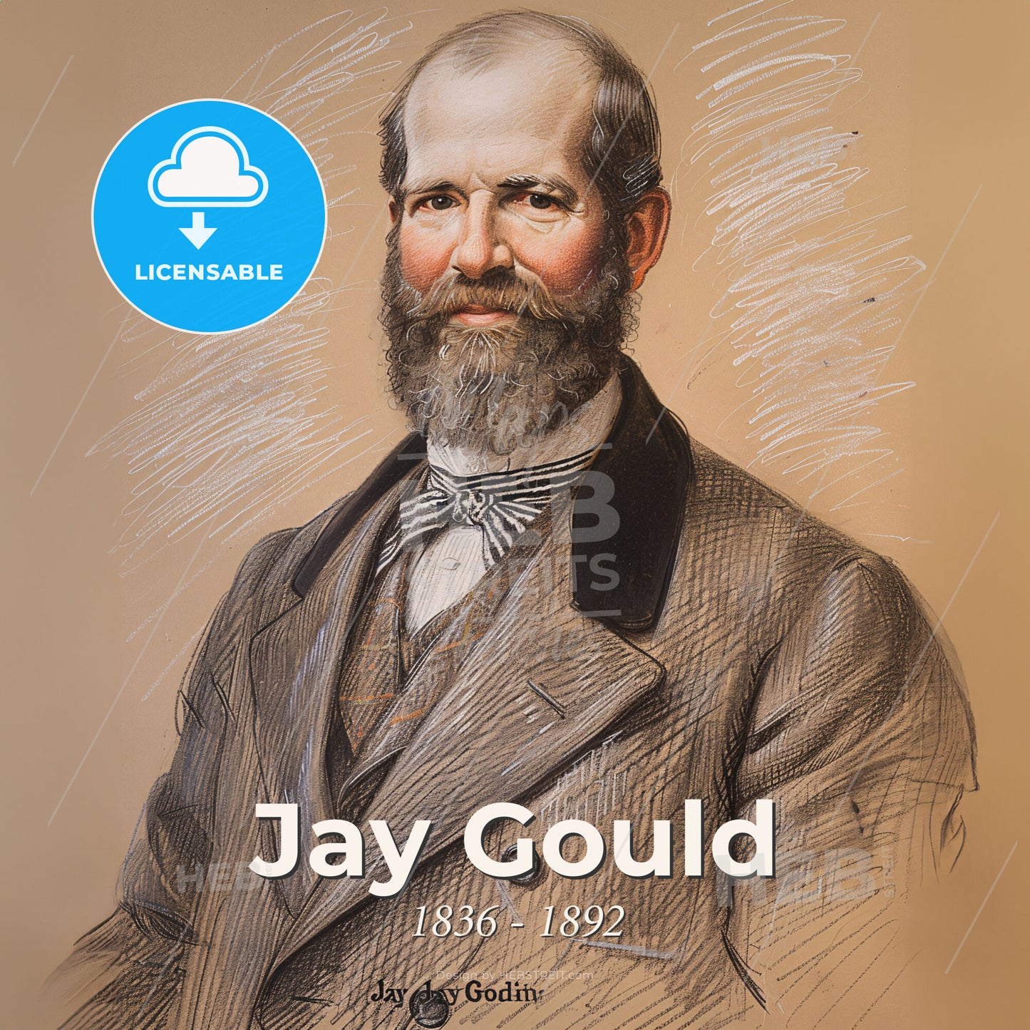 Jay Gould, 1836 - 1892, American financier - A Man With A Beard Print Template