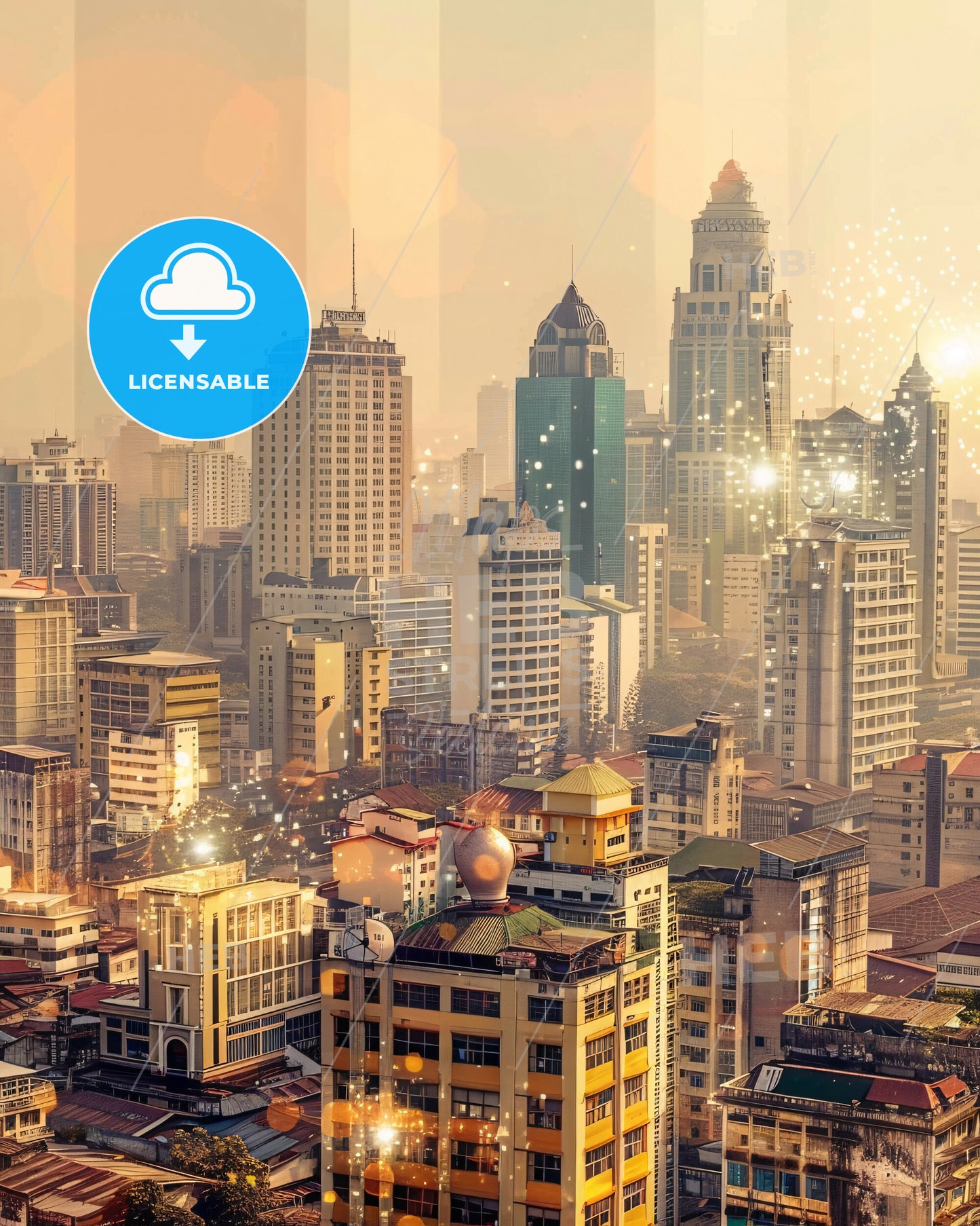 Jayapura Cityscape Composite Art Poster - A city with many tall buildings