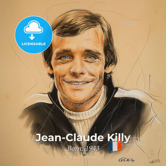 Jean-Claude Killy, Born: 1943, French alpine skier - A Drawing Of A Man Smiling Print Template