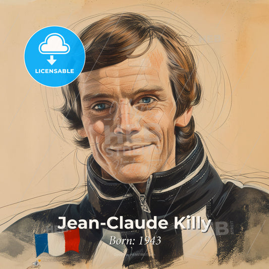 Jean-Claude Killy, Born: 1943, French alpine skier - A Man In A Black And White Jacket Print Template