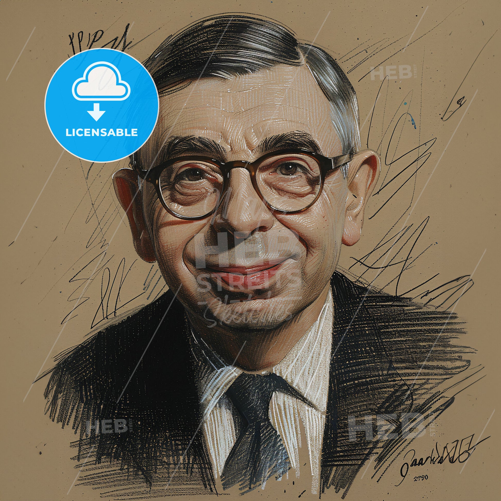 Jean-Paul Sartre, 1905 - 1980, French philosopher and writer - A Man Wearing Glasses And A Suit