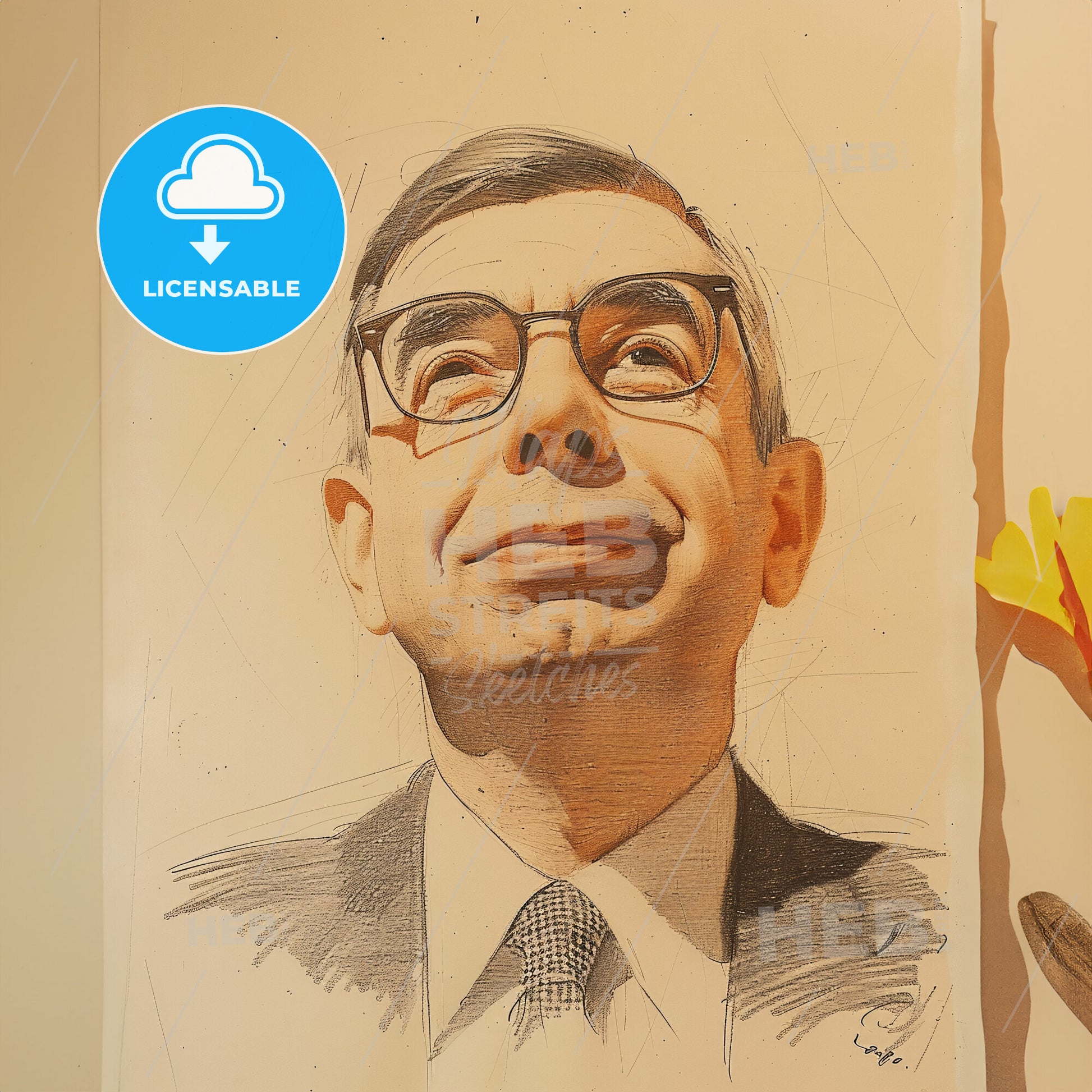 Jean-Paul Sartre, 1905 - 1980, French philosopher and writer - A Drawing Of A Man