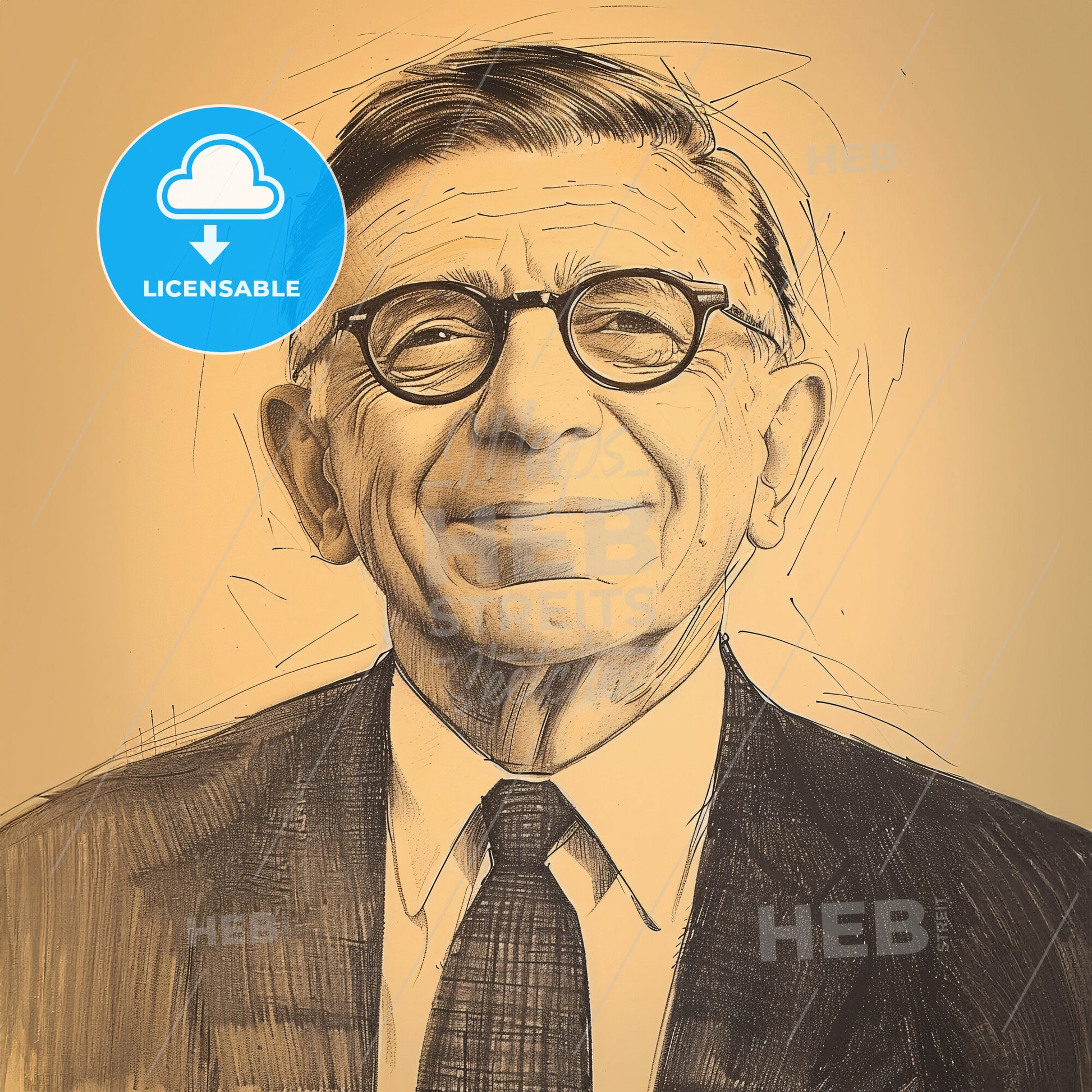 Jean-Paul Sartre, 1905 - 1980, French philosopher and writer - A Man In A Suit And Tie