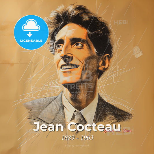 Jean Cocteau, 1889 - 1963, French writer and filmmaker - A Drawing Of A Man Print Template
