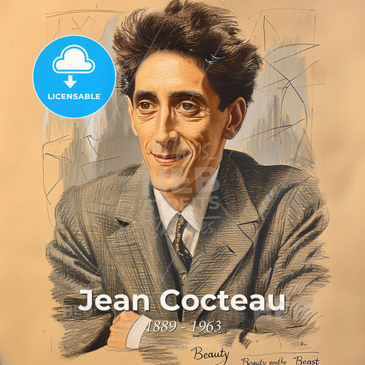 Jean Cocteau, 1889 - 1963, French writer and filmmaker - A Man In A Suit Print Template