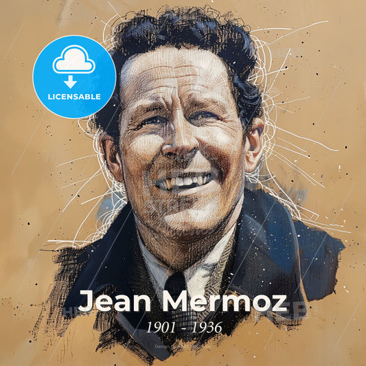 Jean Mermoz, 1901 - 1936, French aviator and navigator - A Man Smiling With A Black Coat And Tie Print Template