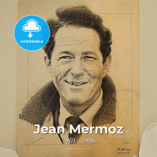 Jean Mermoz, 1901 - 1936, French aviator and navigator - A Drawing Of A Man Print Template