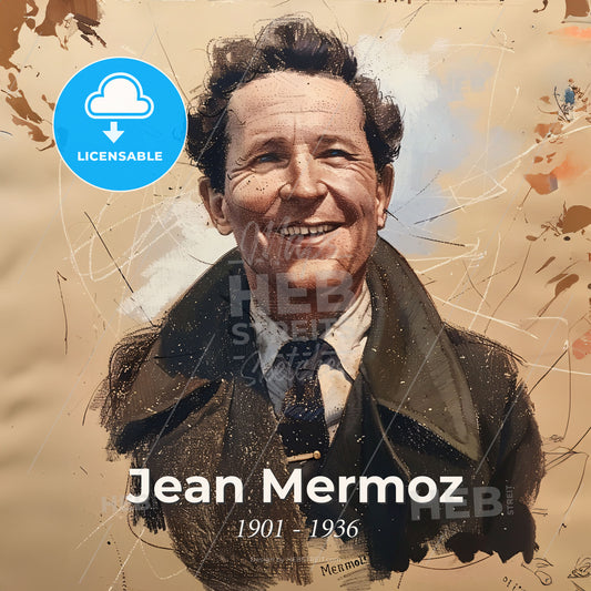Jean Mermoz, 1901 - 1936, French aviator and navigator - A Painting Of A Man Smiling Print Template