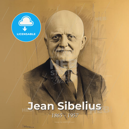 Jean Sibelius, 1865 - 1957, Finnish composer - A Man In A Suit And Tie Print Template