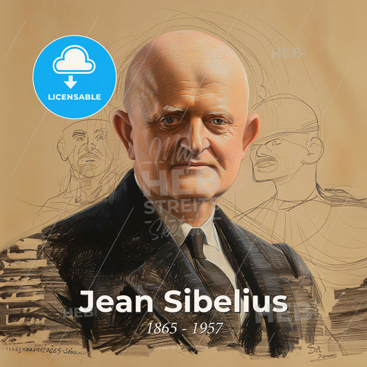 Jean Sibelius, 1865 - 1957, Finnish composer - A Man In A Suit And Tie Print Template