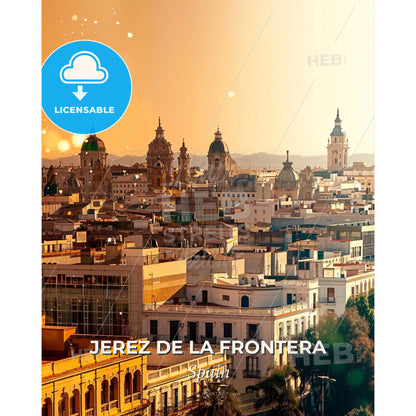 Jerez de la Frontera City Skyline Composite Wall Art - A city with many buildings - Square format print template