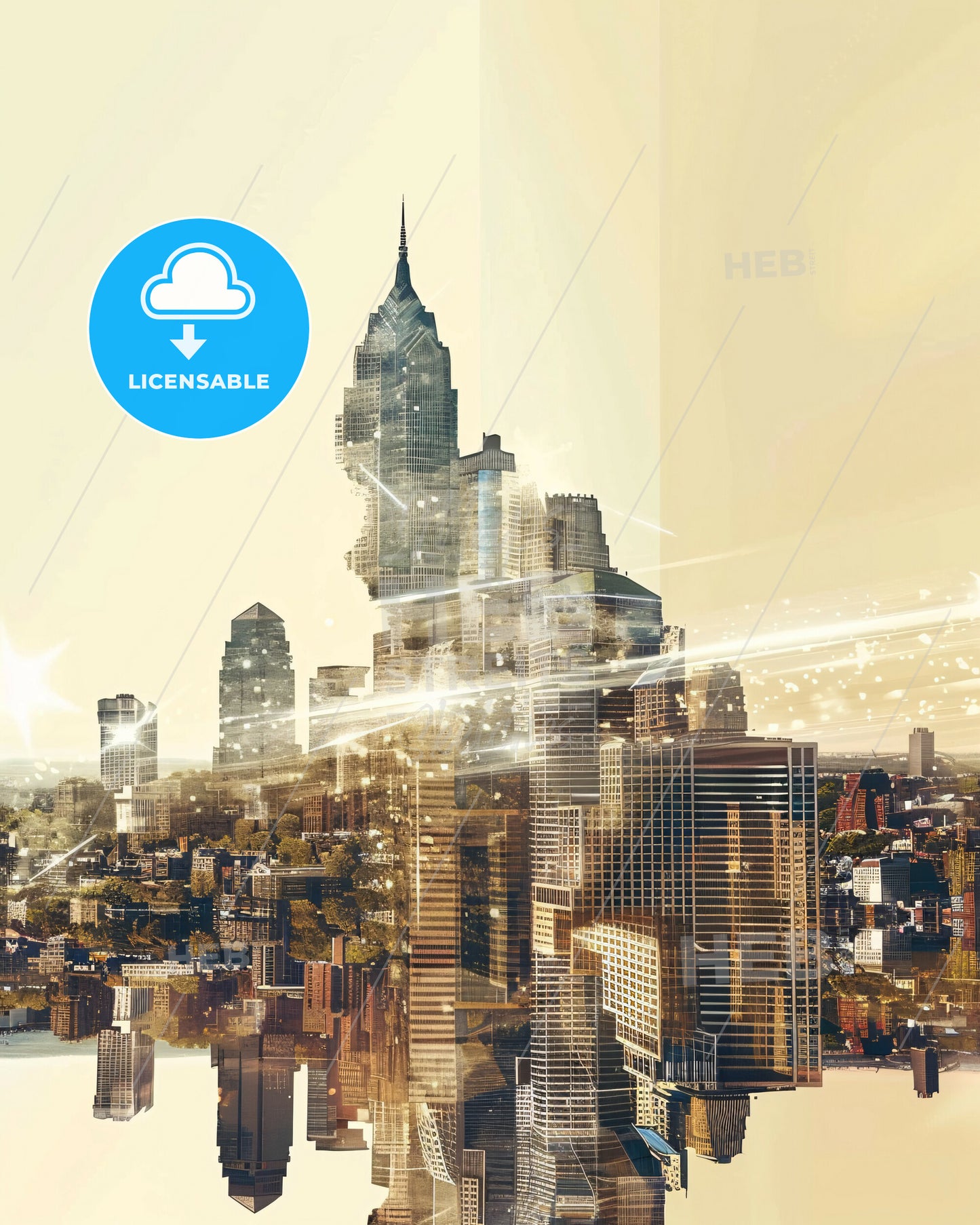 Jersey City Skyline Composite Art Poster - A city with many tall buildings