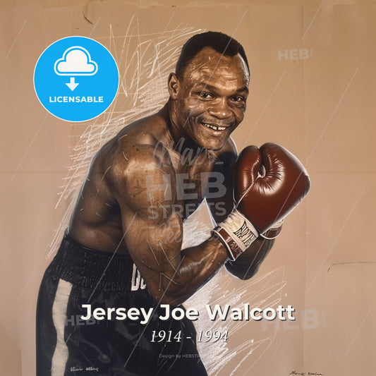 Jersey Joe Walcott, 1914 - 1994, American heavyweight boxer - A Man Wearing Boxing Gloves Print Template