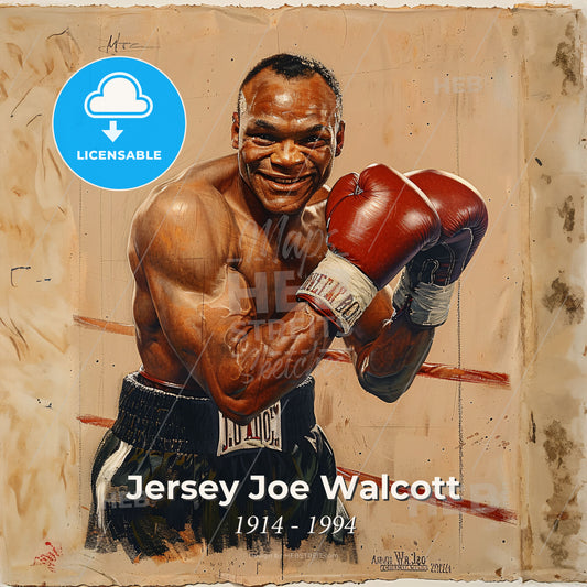 Jersey Joe Walcott, 1914 - 1994, American heavyweight boxer - A Man Wearing Boxing Gloves Print Template