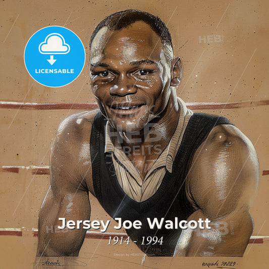 Jersey Joe Walcott, 1914 - 1994, American heavyweight boxer - A Man In A Boxing Ring Print Template
