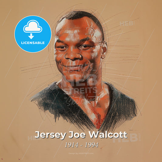 Jersey Joe Walcott, 1914 - 1994, American heavyweight boxer - A Man With A Black Shirt Print Template