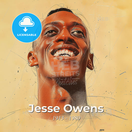 Jesse Owens, 1913 - 1980, American track and field athlete - A Man Smiling With His Head Tilted Print Template