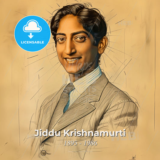 Jiddu Krishnamurti, 1895 - 1986, Indian spiritual teacher - A Man In A Suit Print Template