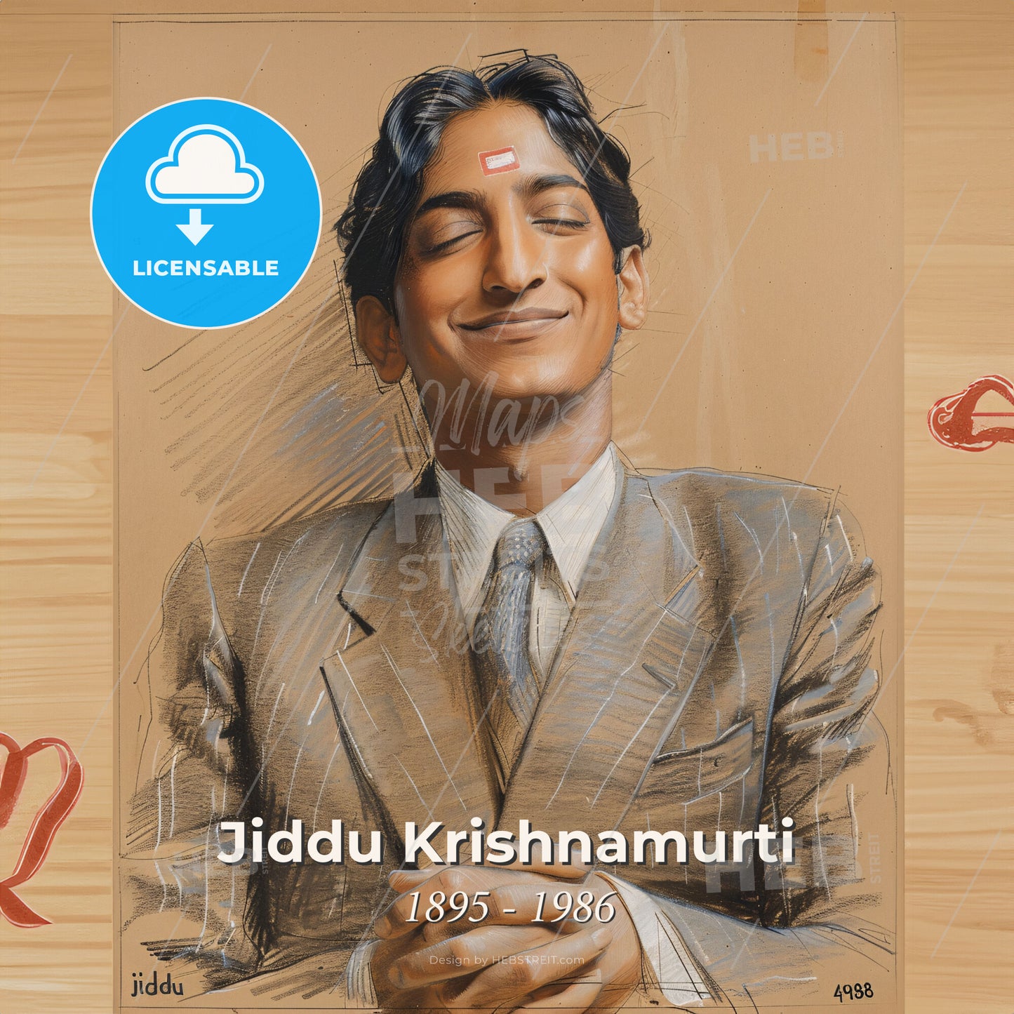 Jiddu Krishnamurti, 1895 - 1986, Indian spiritual teacher - A Drawing Of A Man Print Template