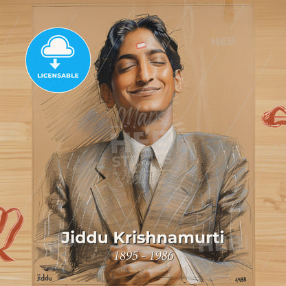 Jiddu Krishnamurti, 1895 - 1986, Indian spiritual teacher - A Drawing Of A Man Print Template