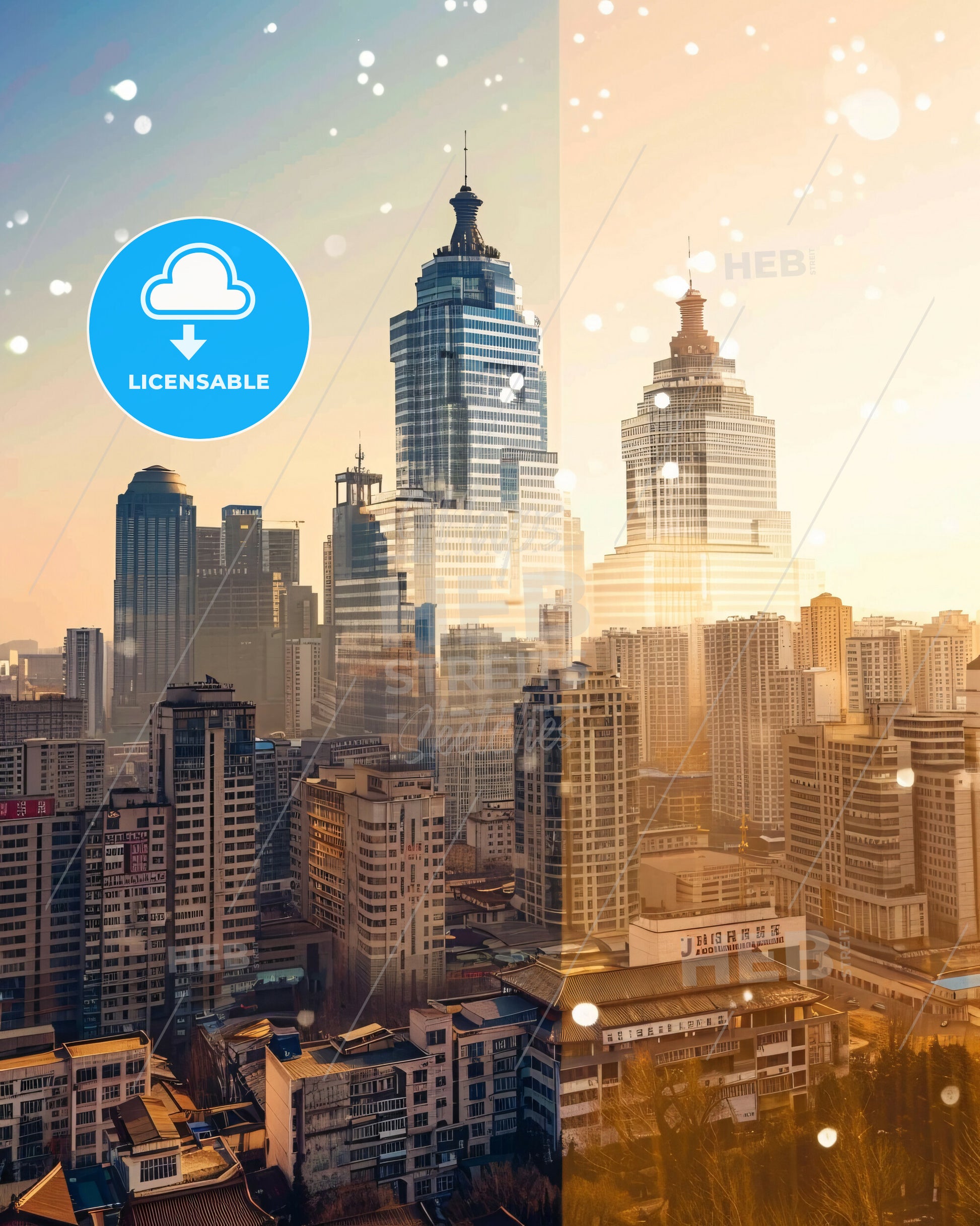 Jilin City China Skyline Local Art Print - A city skyline with many tall buildings