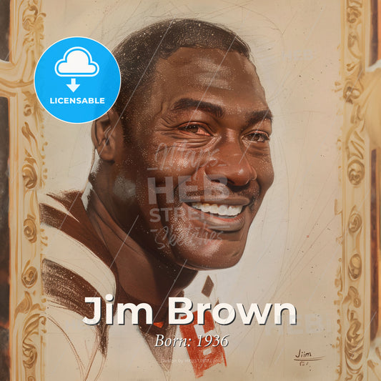 Jim Brown, Born: 1936, American football player - A Man Smiling In A Frame Print Template