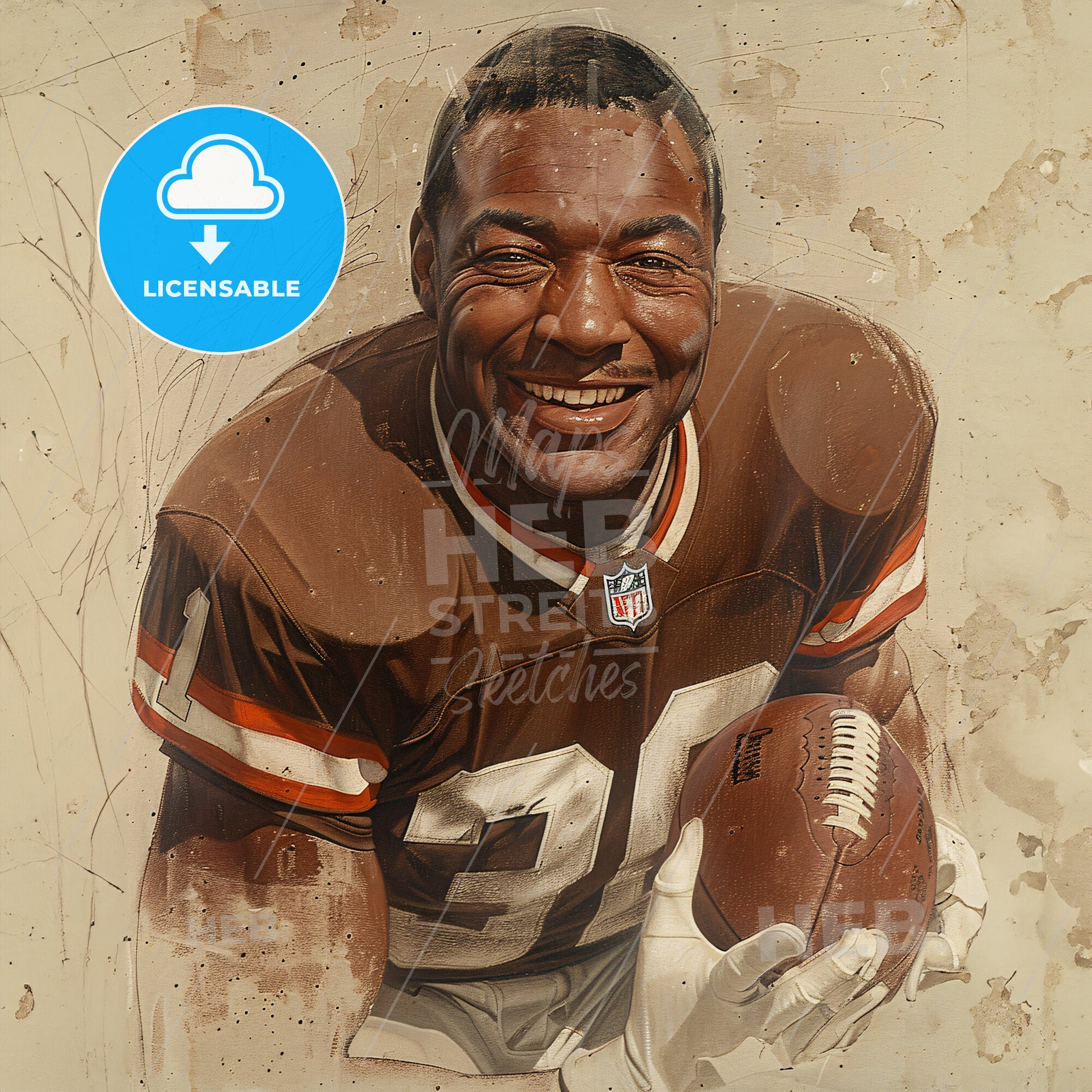 Jim Brown, Born: 1936, American football player - A Man Holding A Football