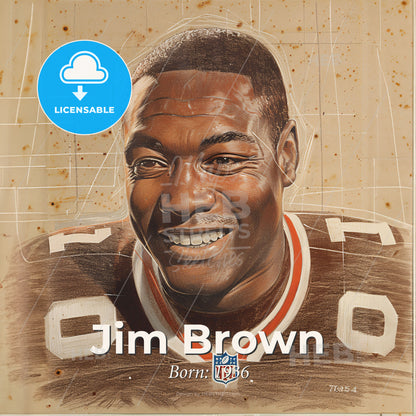 Jim Brown, Born: 1936, American football player - A Portrait Of A Man Print Template