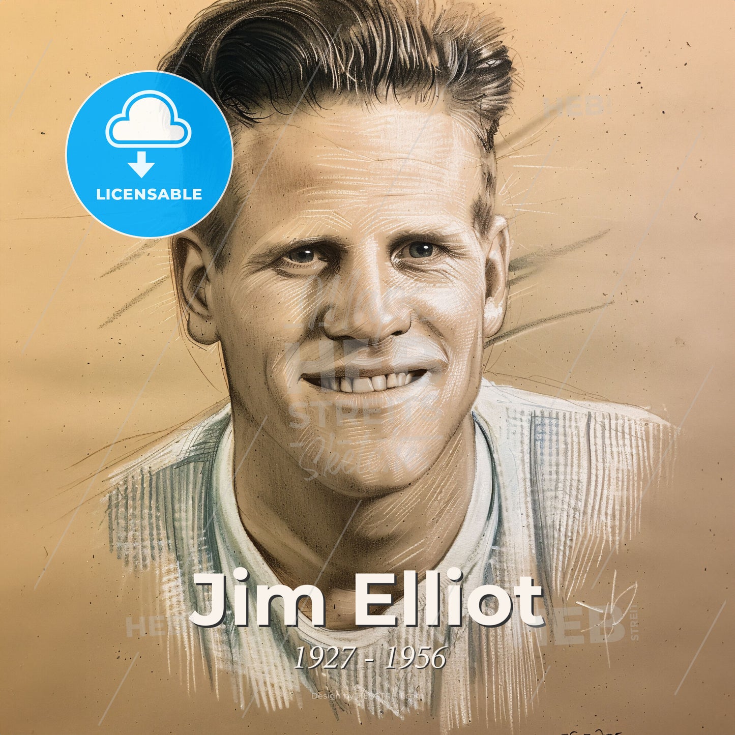 Jim Elliot, 1927 - 1956, American missionary - A Drawing Of A Man Smiling Print Template