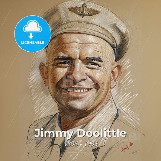 Jimmy Doolittle, 1896 - 1993, American aviator and General - A Man Wearing A Hat And Tie Print Template