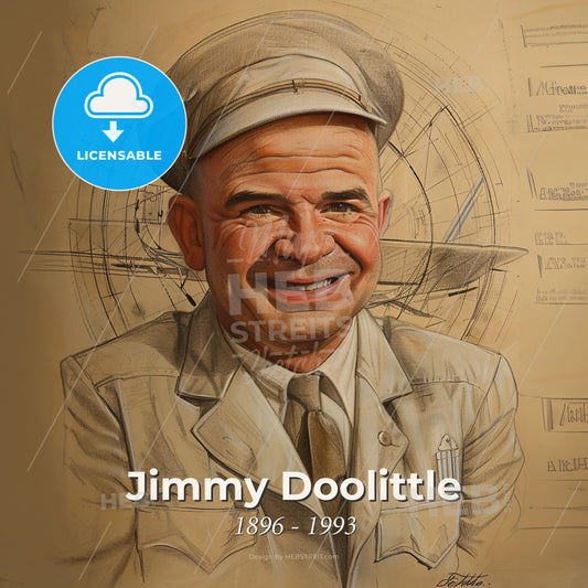 Jimmy Doolittle, 1896 - 1993, American aviator and General - A Man In A Hat And Suit Print Template
