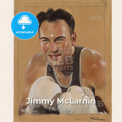 Jimmy McLarnin, 1907 - 2004, Canadian welterweight boxer - A Man Wearing Boxing Gloves Print Template