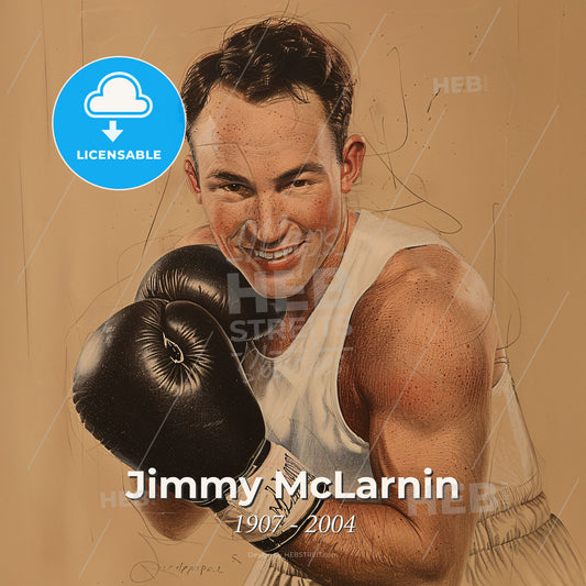 Jimmy McLarnin, 1907 - 2004, Canadian welterweight boxer - A Man Wearing Boxing Gloves Print Template