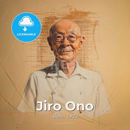 Jiro Ono, Born: 1925, Japanese sushi chef - A Man Wearing Glasses And A White Shirt Print Template