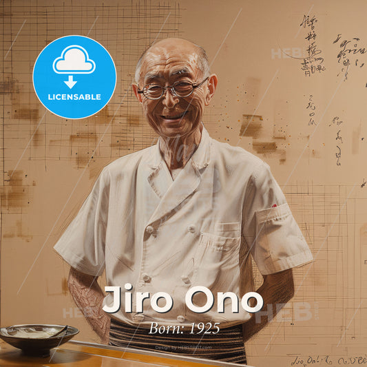 Jiro Ono, Born: 1925, Japanese sushi chef - A Man In A Chef's Uniform Print Template