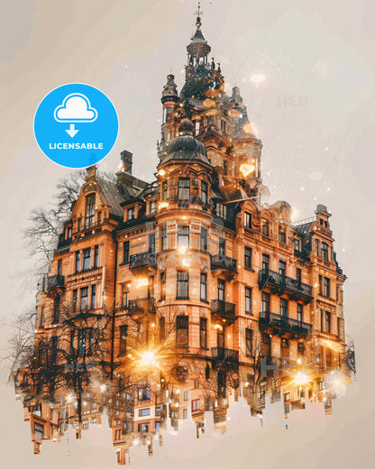 Jönköping, Sweden: Urban Art Skyline Composite - A building with many windows