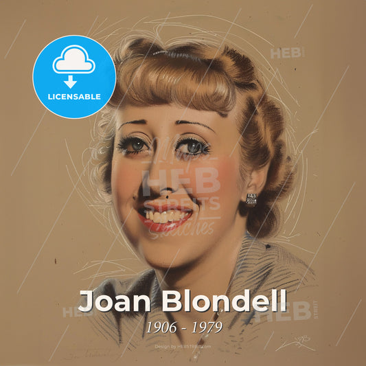 Joan Blondell, 1906 - 1979, American actress - A Woman Smiling With A Pearl Necklace Print Template