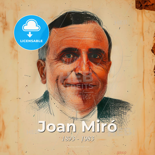 Joan Miró, 1893 - 1983, Spanish painter - A Drawing Of A Man Print Template