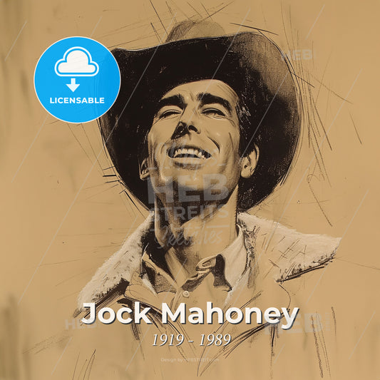 Jock Mahoney, 1919 - 1989, American actor and stuntman - A Man Wearing A Cowboy Hat Print Template