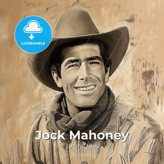 Jock Mahoney, 1919 - 1989, American actor and stuntman - A Man Wearing A Cowboy Hat Print Template