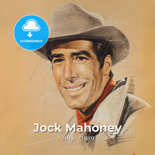 Jock Mahoney, 1919 - 1989, American actor and stuntman - A Man Wearing A Cowboy Hat Print Template