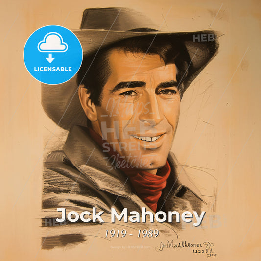 Jock Mahoney, 1919 - 1989, American actor and stuntman - A Man Wearing A Cowboy Hat Print Template