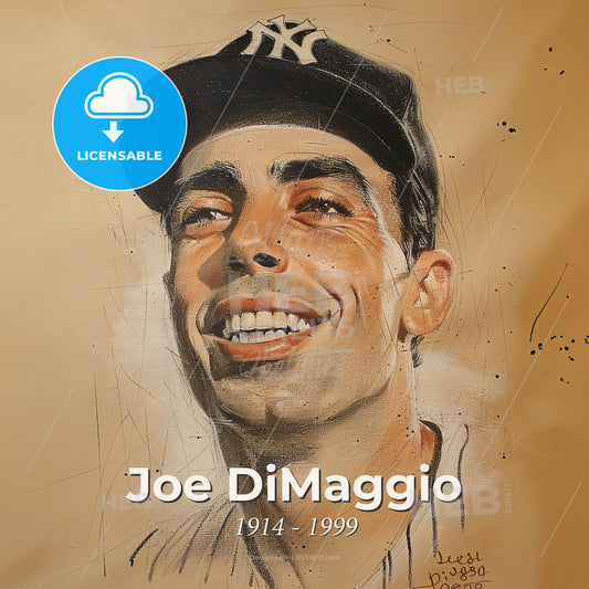 Joe DiMaggio, 1914 - 1999, American baseball player - A Man Wearing A Hat Print Template