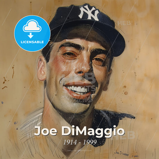 Joe DiMaggio, 1914 - 1999, American baseball player - A Man Wearing A Hat Print Template