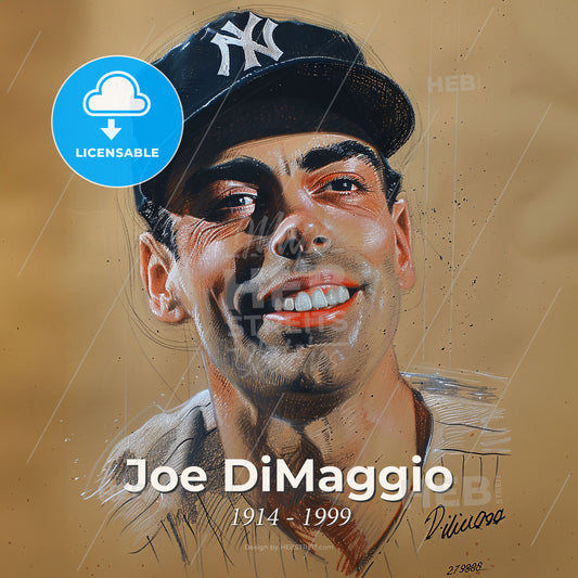 Joe DiMaggio, 1914 - 1999, American baseball player - A Man Wearing A Baseball Cap Print Template